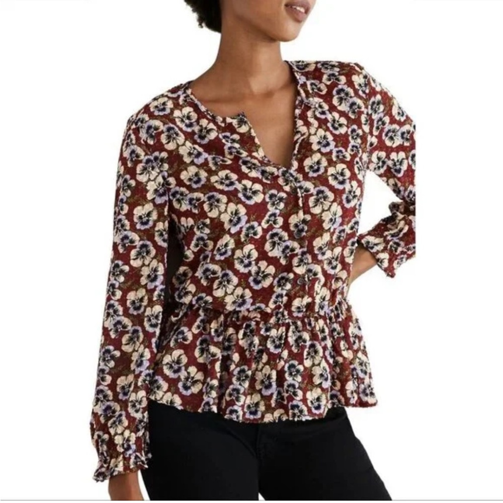Madewell Viola Floral Ruffle Blouse